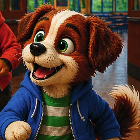 Breslin the aussie-doodle, from the book illustrations